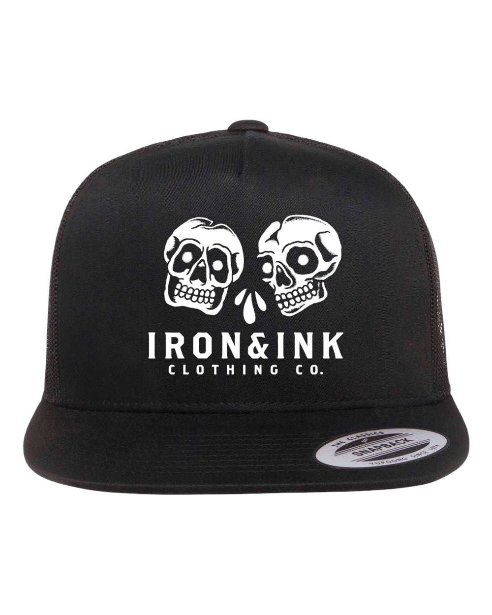 New "skulls" flat bill SnapBack trucker hat-Black