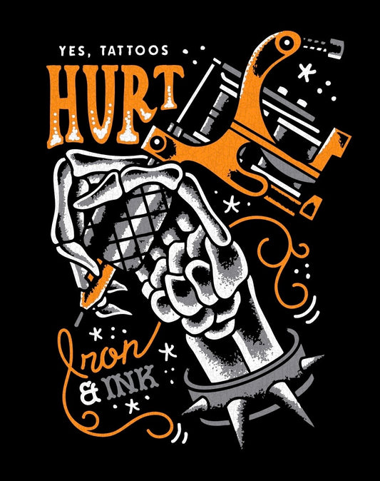 "New" Yes, tattoos hurt shirt- slight oversized fit- Black