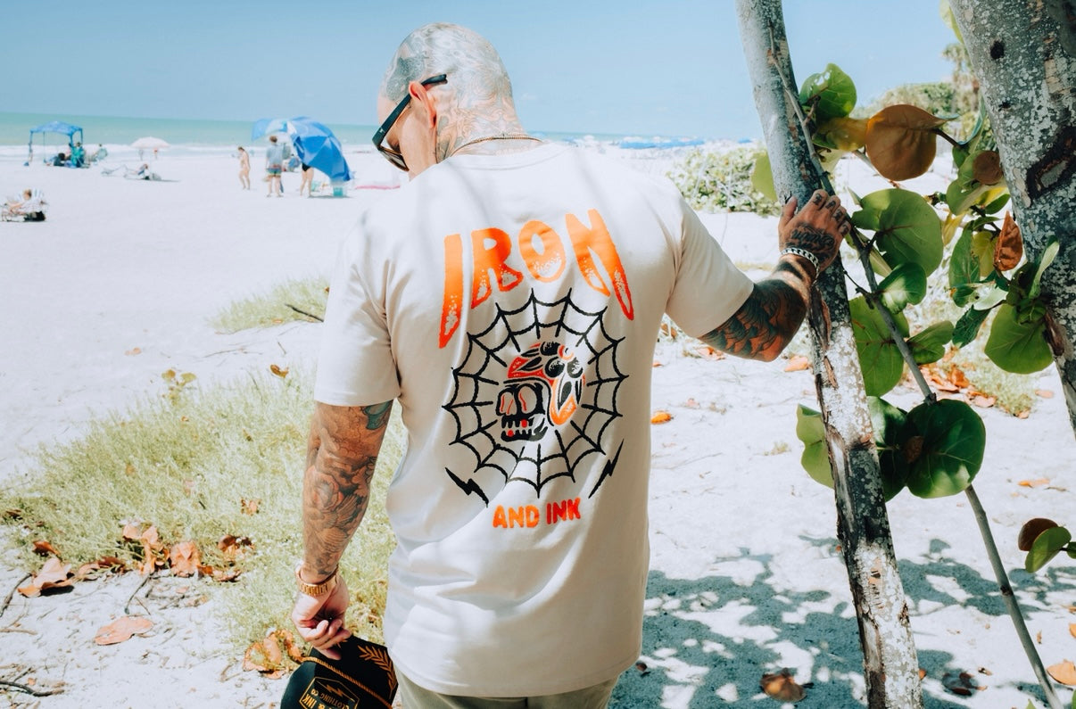New " Web Skull" regular style shirt-sand
