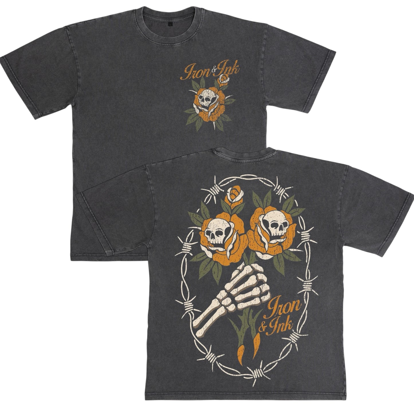 New CM exclusive "Dark Bloom" shirt- Acid wash grey