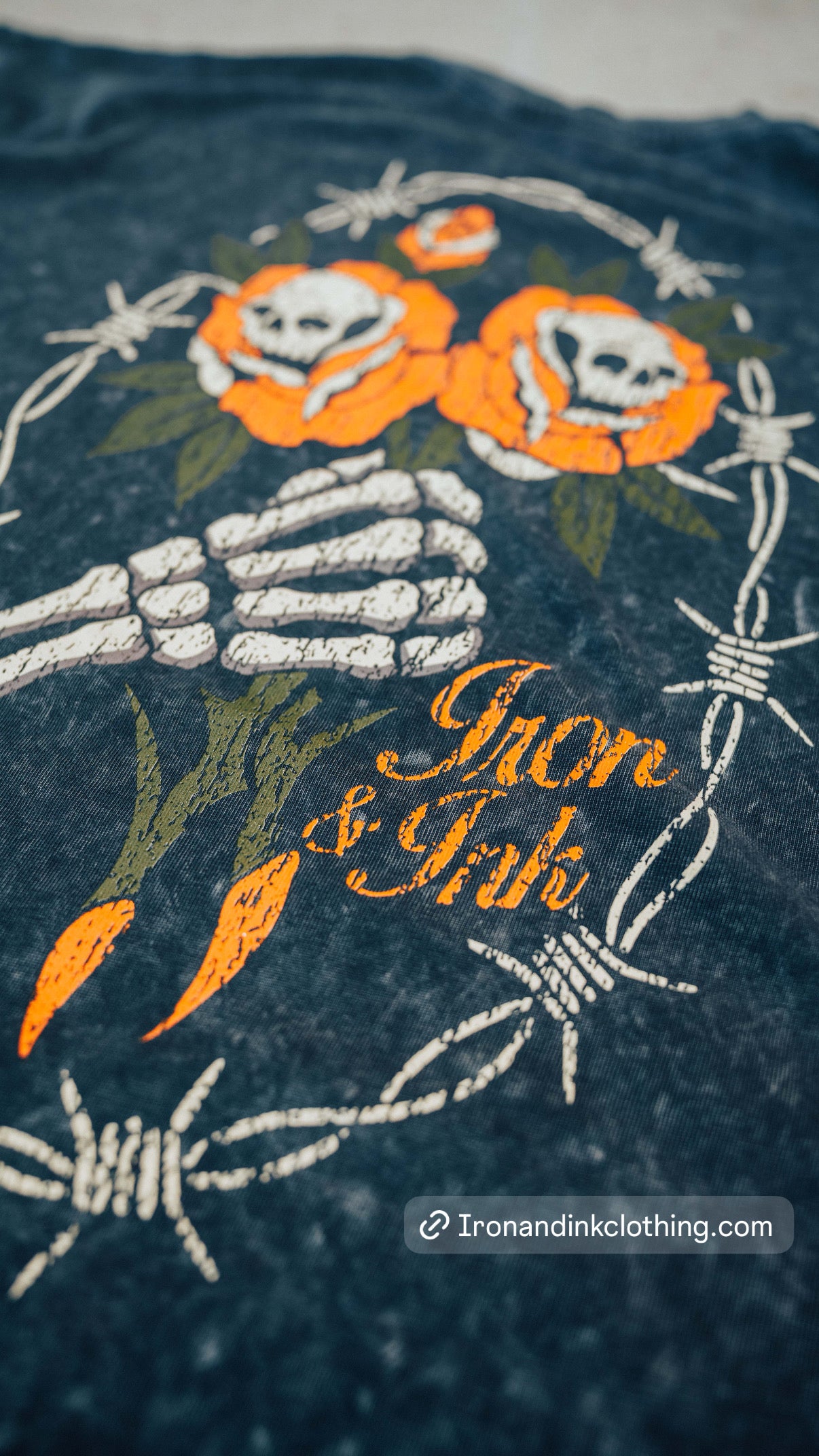 New "Dark Bloom" shirt- oversized Tee in Acid wash grey