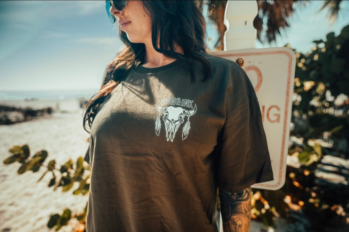 Outlaws heavy wt oversized shirt- espresso brown