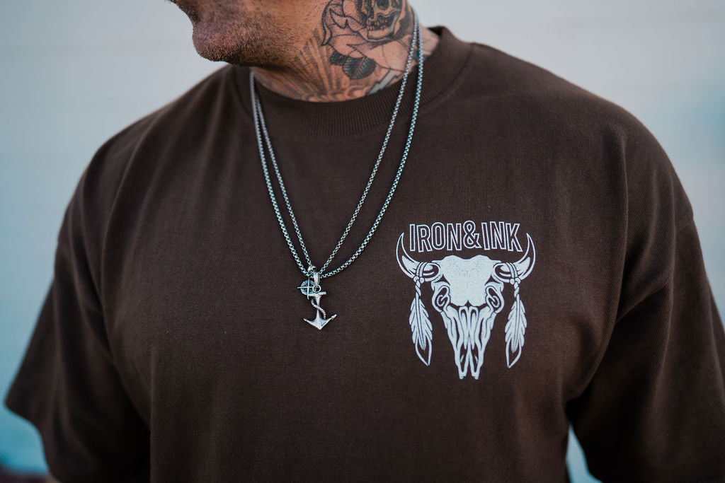 Outlaws heavy wt oversized shirt- espresso brown