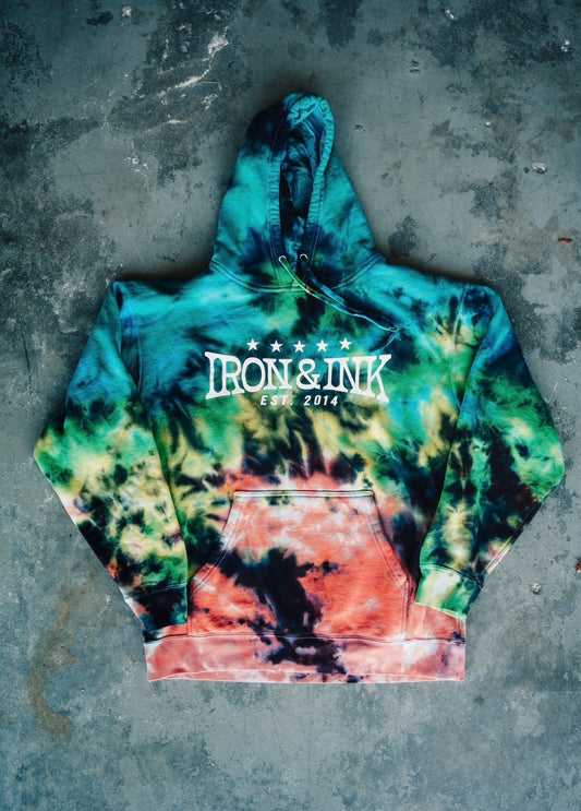 New custom tie dye mid wt hoodie-neon eagle