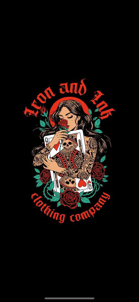 BF exclusive New "Queen of hearts" shirt- Acid wash black