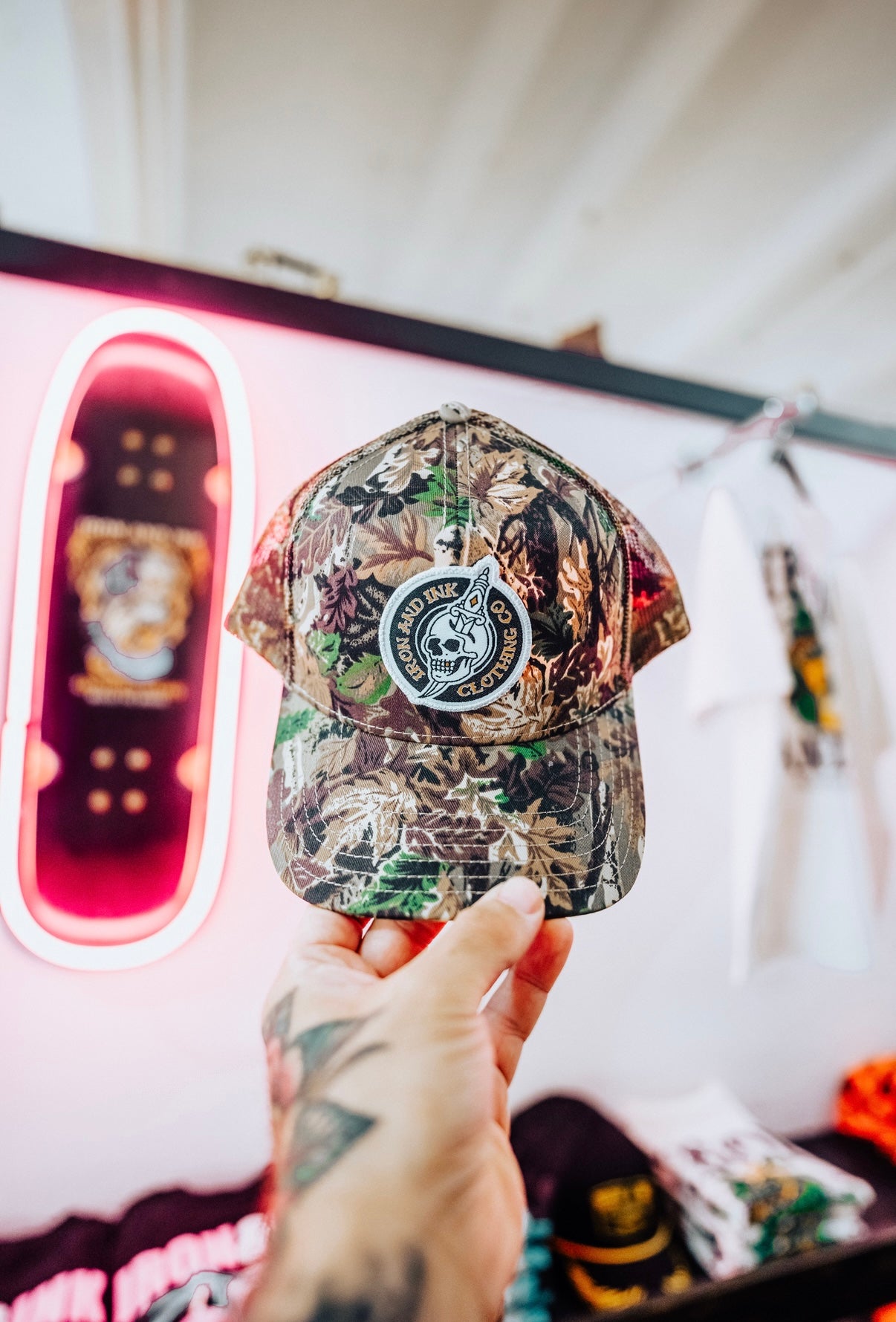 New camo patch trucker hat