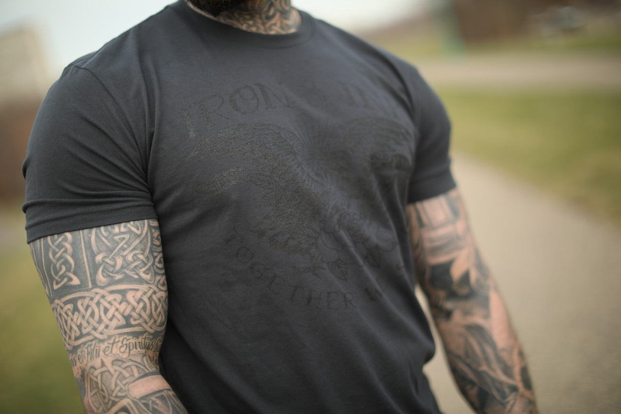 “EXCLUSIVE” Eagle and Rose Unisex Tee Shirt- Graphite/Black