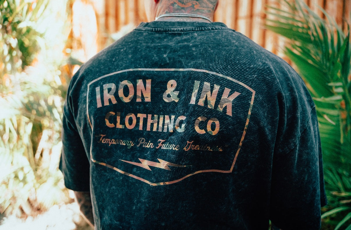 New "OG logo" camo print- acid wash black