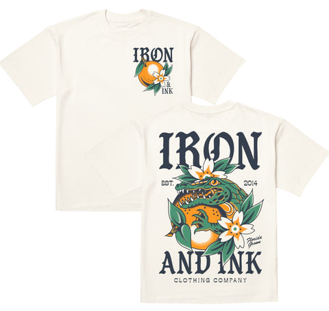 Pre-Order New "Gator" oversized heavy wt shirt- Off White garment dyed wash