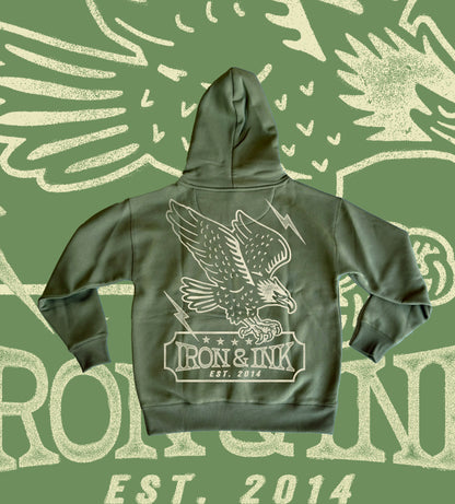 New CM exclusive "Iron Eagle Heritage" hoodie- Olive green