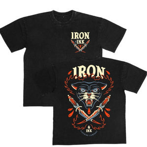 Early access "panther sword" shirt-acid wash black oversized