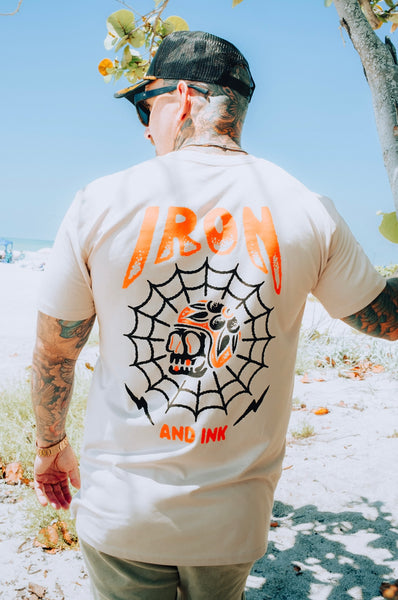 New " Web Skull" regular style shirt-sand