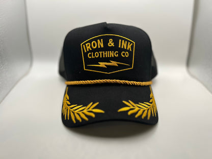New custom "Captains" SnapBack hat- black