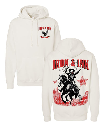 New "Outlaws never die" heavy wt hoodie- bone