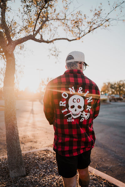 New custom "skull rose" unisex buffalo plaid flannel