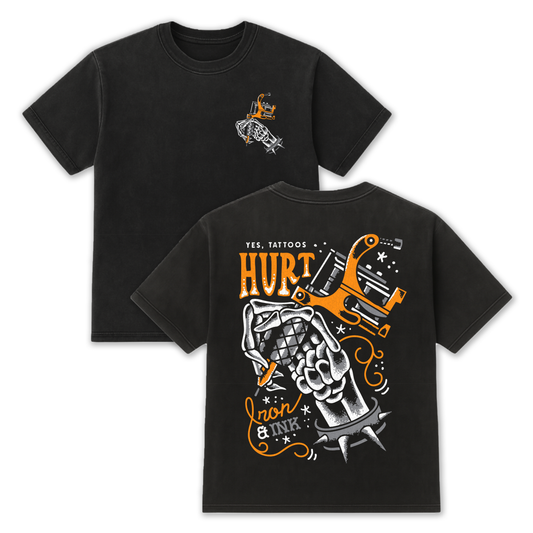 "New" Yes, tattoos hurt shirt- slight oversized fit- Black