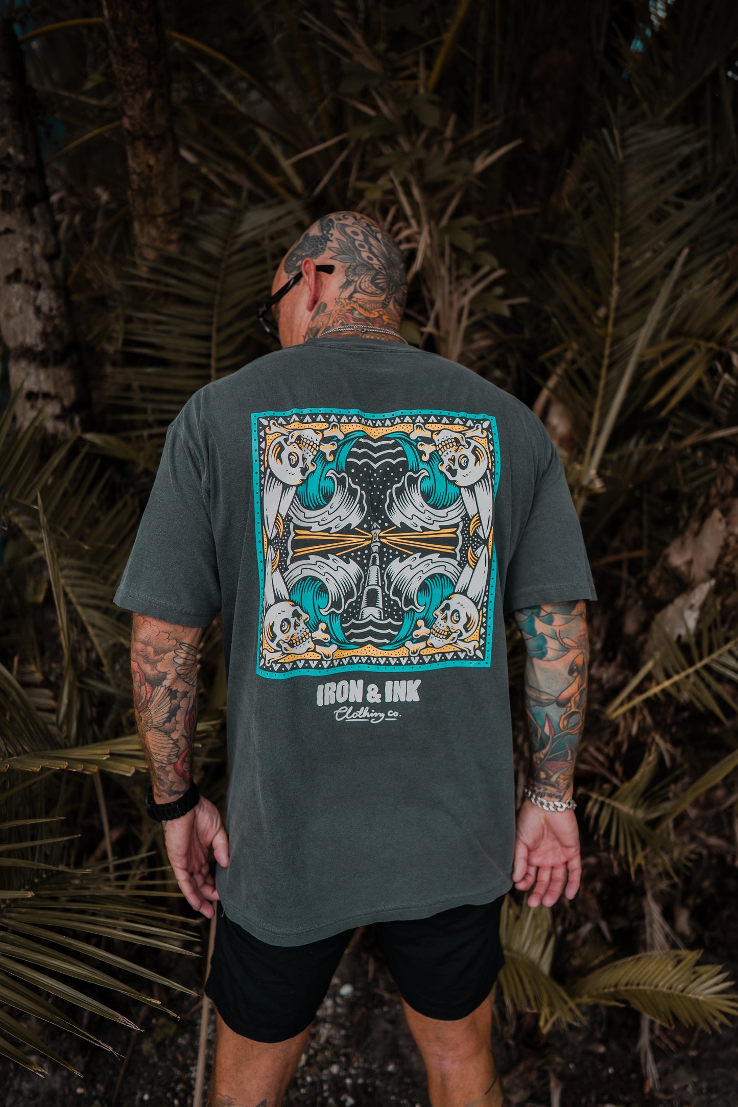 "Ride the wave" garment dyed shirt- shadow