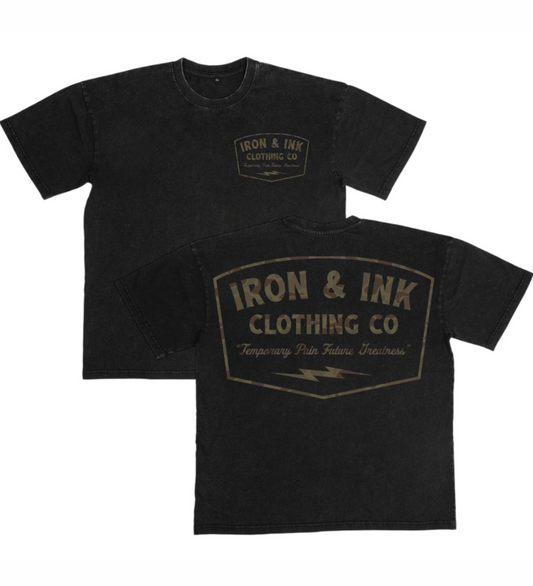 New "OG logo" camo print- acid wash black