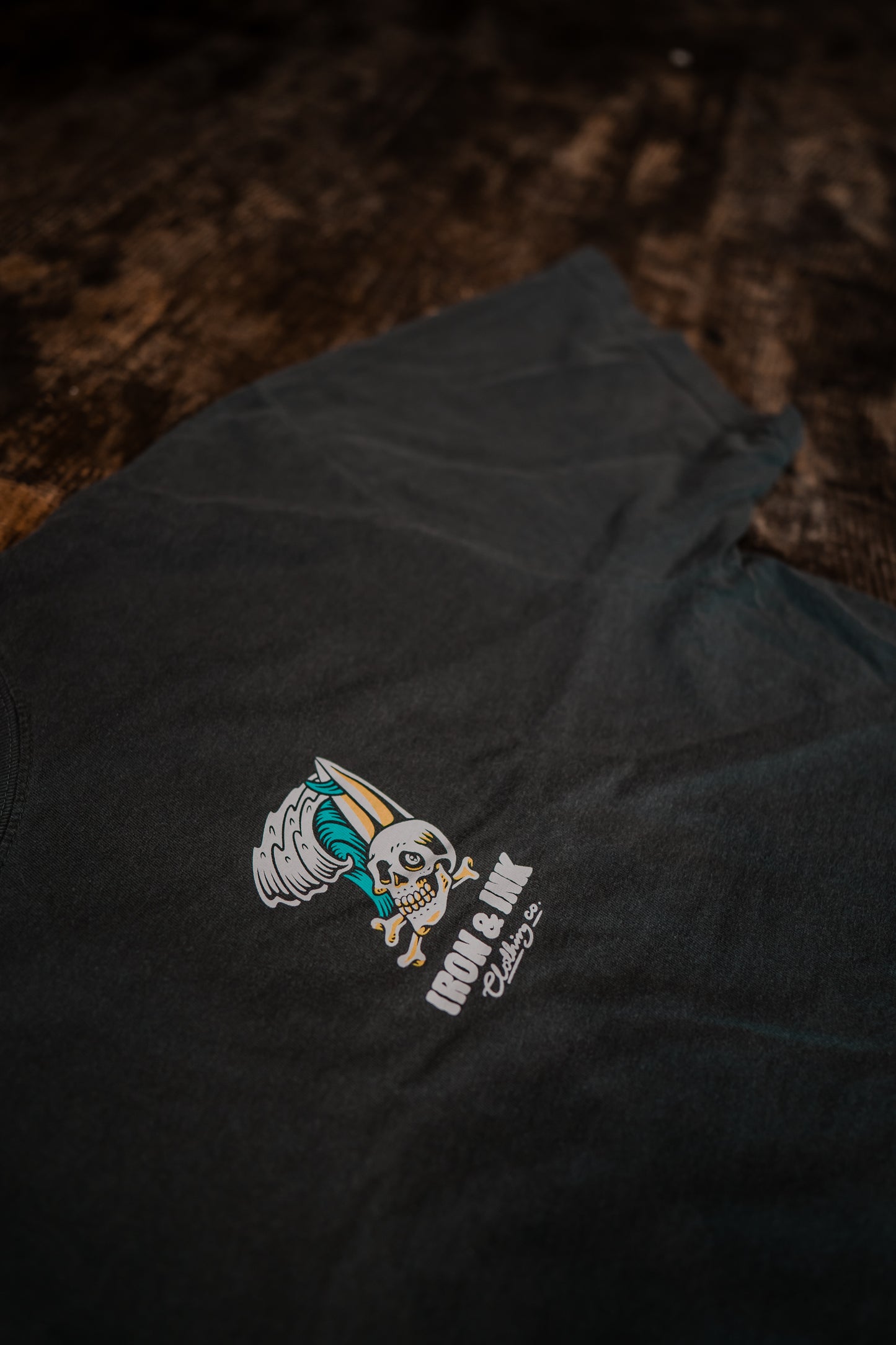 "Ride the wave" garment dyed shirt- shadow