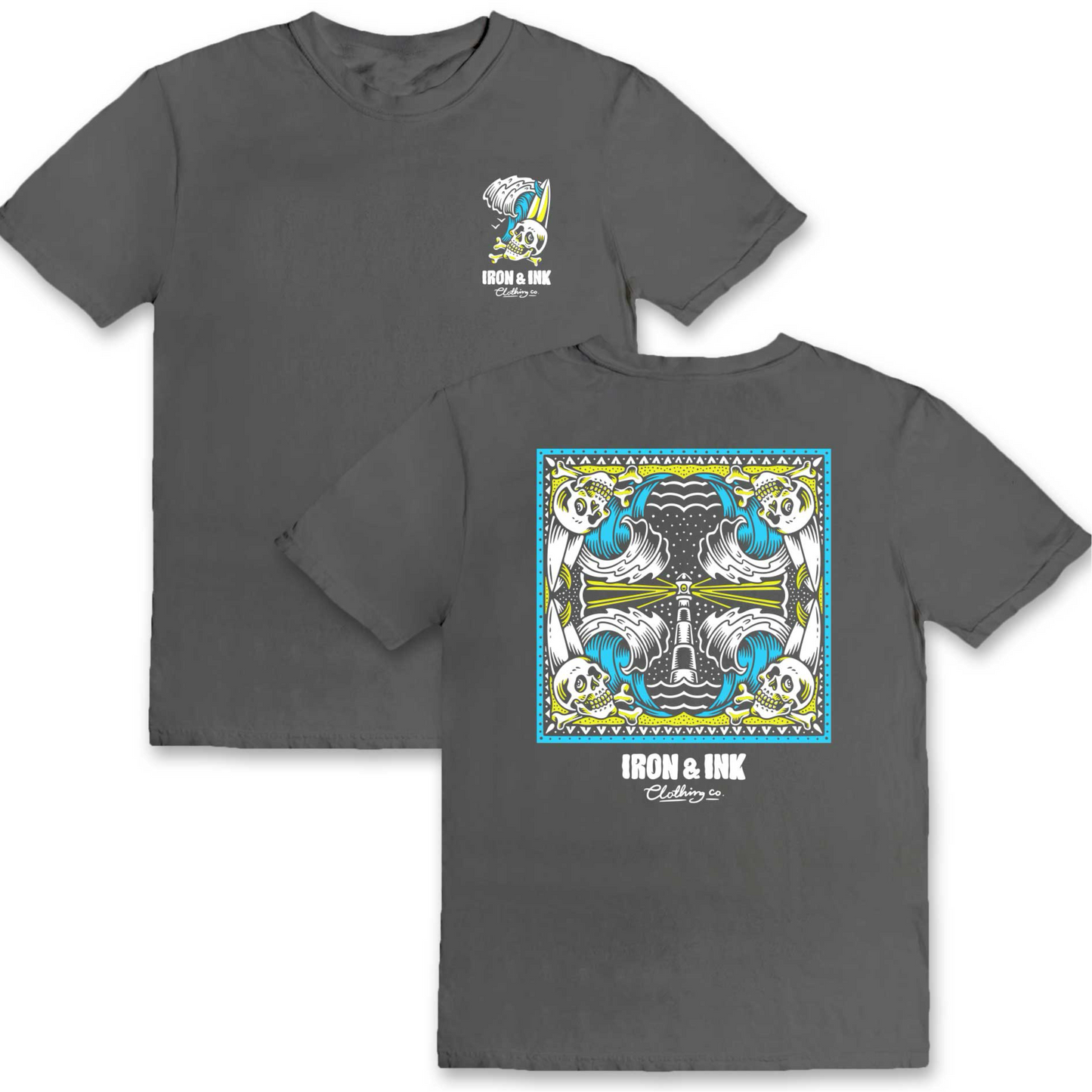 "Ride the wave" garment dyed shirt- shadow