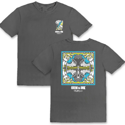"Ride the wave" garment dyed shirt- shadow