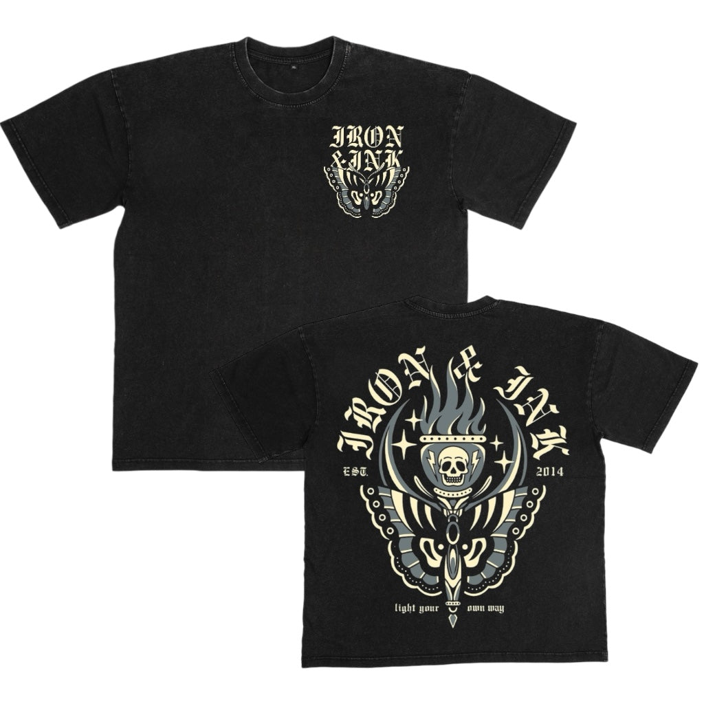 Last call-Light your own path- acid washed black oversized
