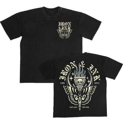 Last call-Light your own path- acid washed black oversized