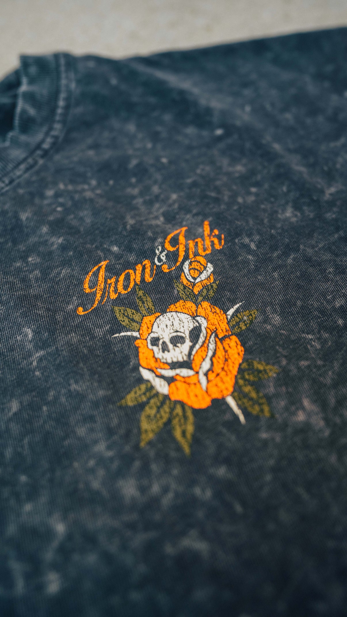 New "Dark Bloom" shirt- oversized Tee in Acid wash grey