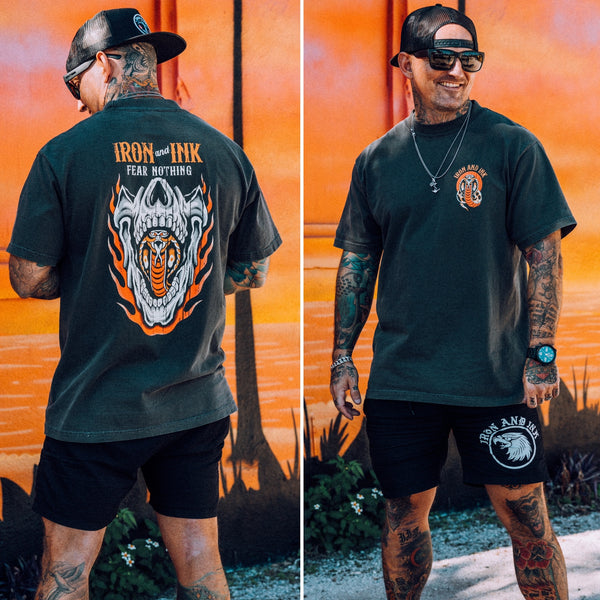 "Fear Nothing" (Heavy Wt/Streetwear style) oversized garment dyed unisex shirt-Pepper