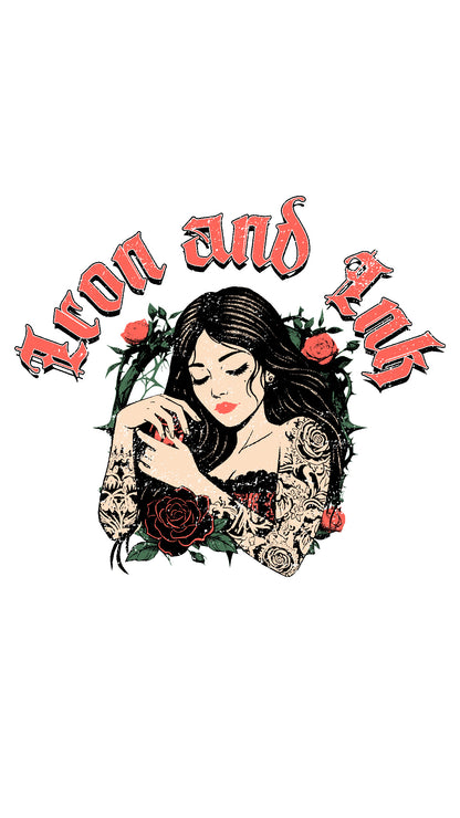 BF exclusive New "Queen of hearts" shirt- Acid wash black