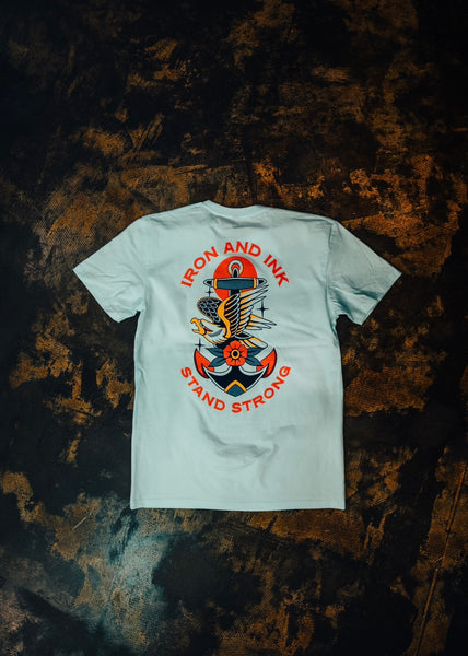 New "Stand Strong" regular style shirt- Seafoam blue