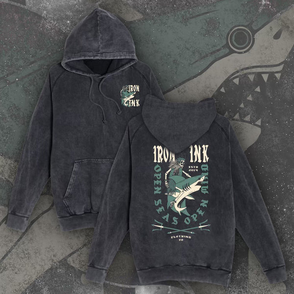 "Shark skull" mineral washed- hoodie