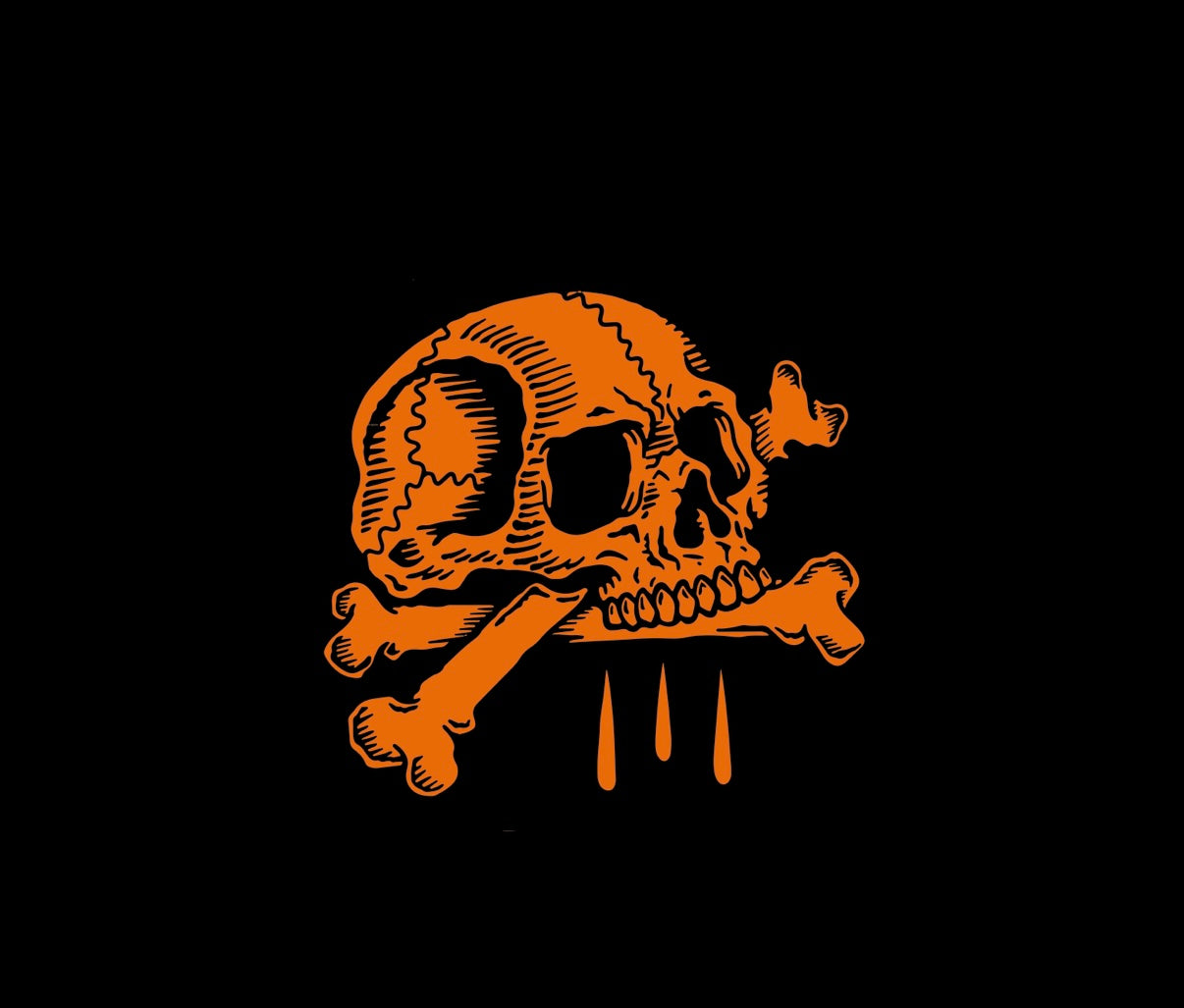 Halloween skull and bones shirt- black acid washed