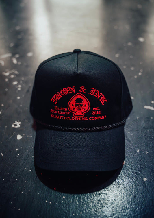 New spade vintage rope SnapBack-black and red