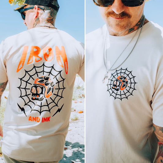 New " Web Skull" regular style shirt-sand