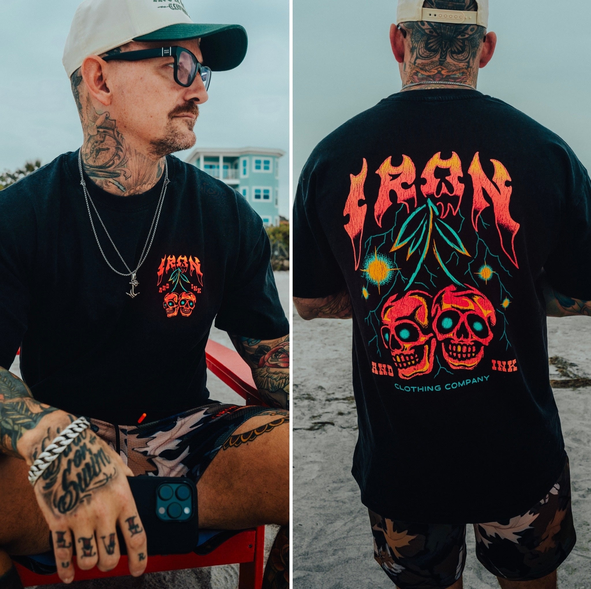 New "Cherry Bomb" oversized heavy Wt shirt- Black acid wash