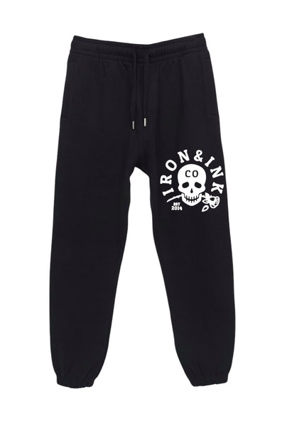 New "skull rose" sweat pants- Black