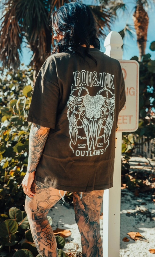 Outlaws heavy wt oversized shirt- espresso brown