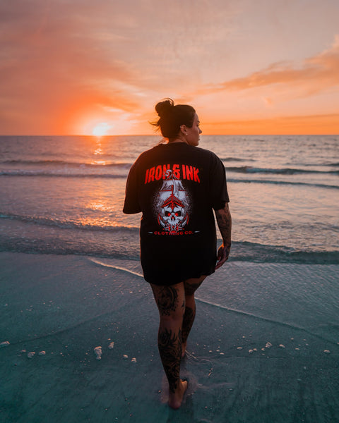 New premium "Heavy Wt" (oversized) ghost ship shirt- Faded black