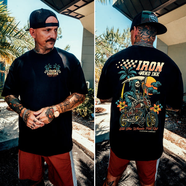 (Pre-Order) New "Moto Reaper" oversized shirt- washed black