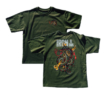 New "King Cobra" shirt-oversized tee in Olive green