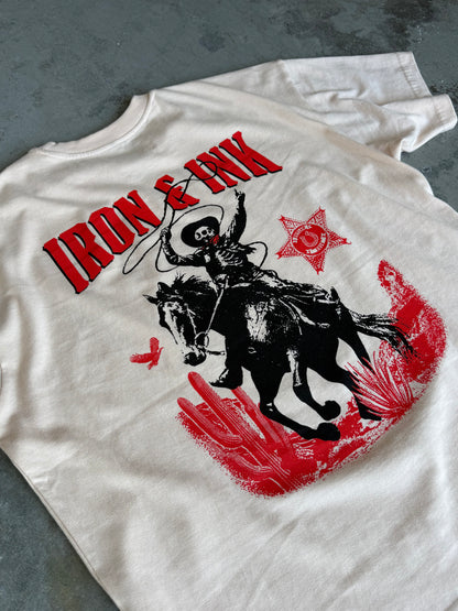 New "Outlaws Never Die" garment dyed shirt- dusty rose