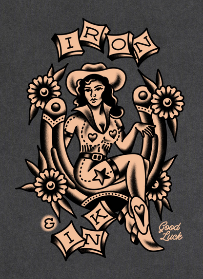 BF exclusive New "Good Luck" shirt-Acid wash grey