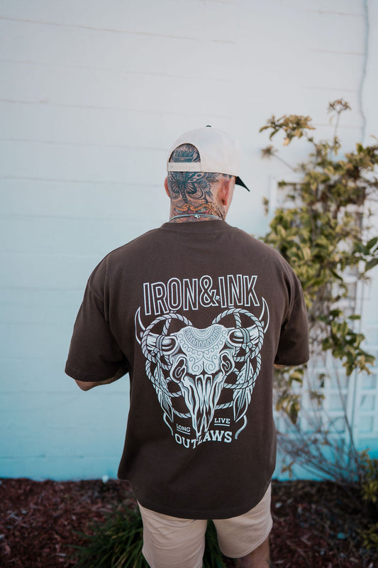Outlaws heavy wt oversized shirt- espresso brown