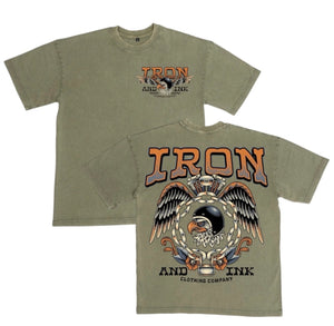 Pre-Order "New" moto eagle- acid wash green oversized