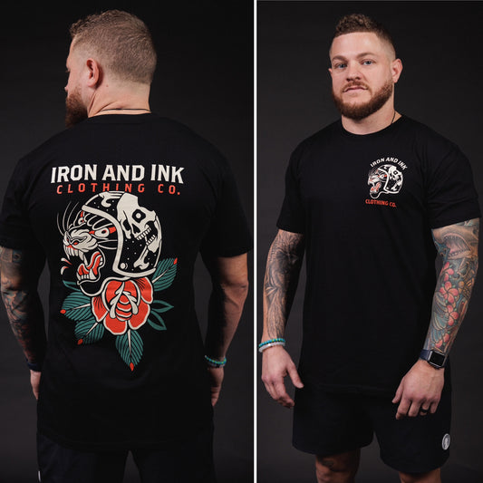 "moto panther" T-shirt-Black