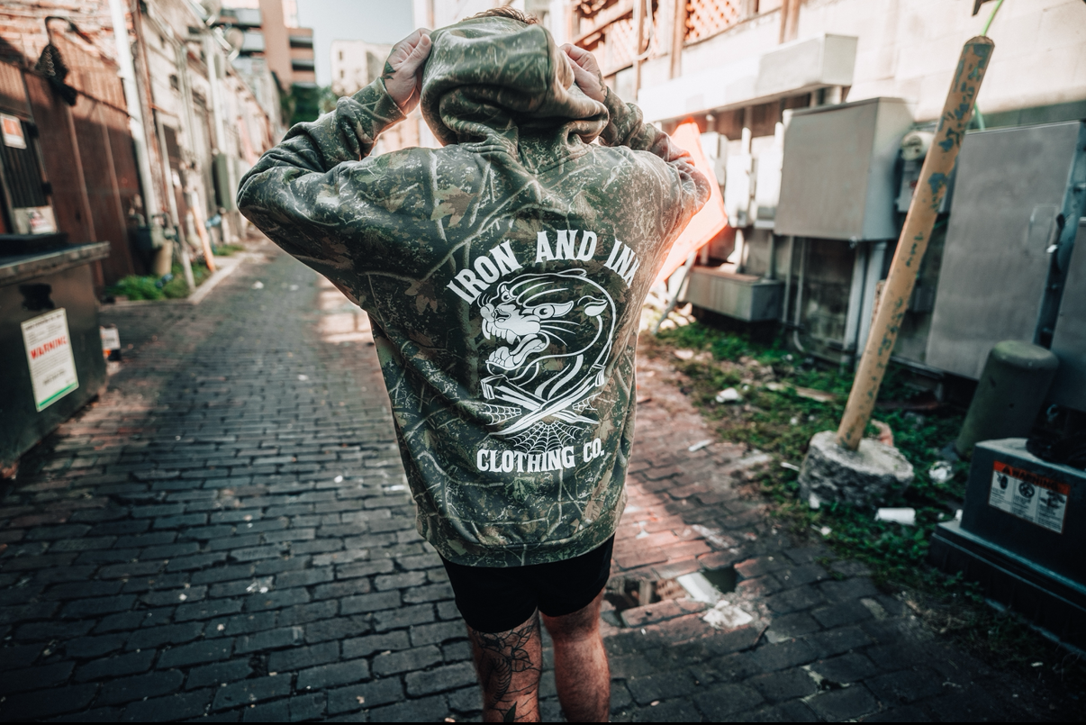 New BF exclusive "panther and nails" hoodie- Deadwood camo