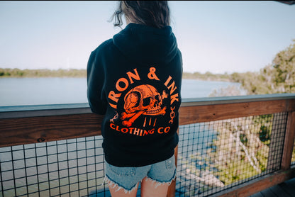 Halloween skull and bones Hoodie- black