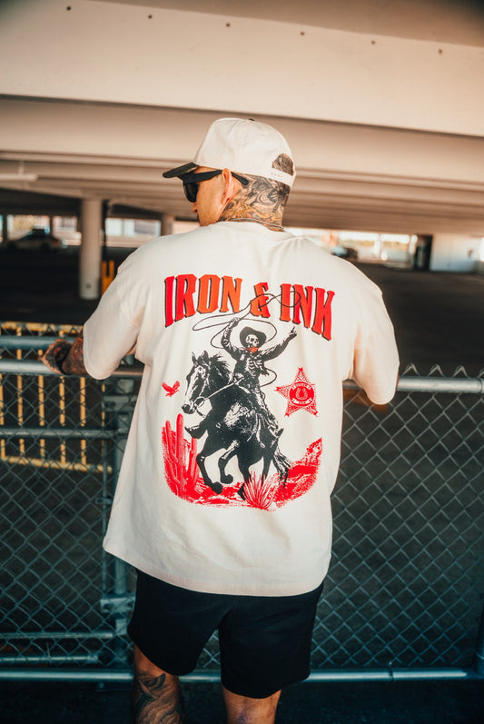 New "Outlaws Never Die" garment dyed shirt- dusty rose