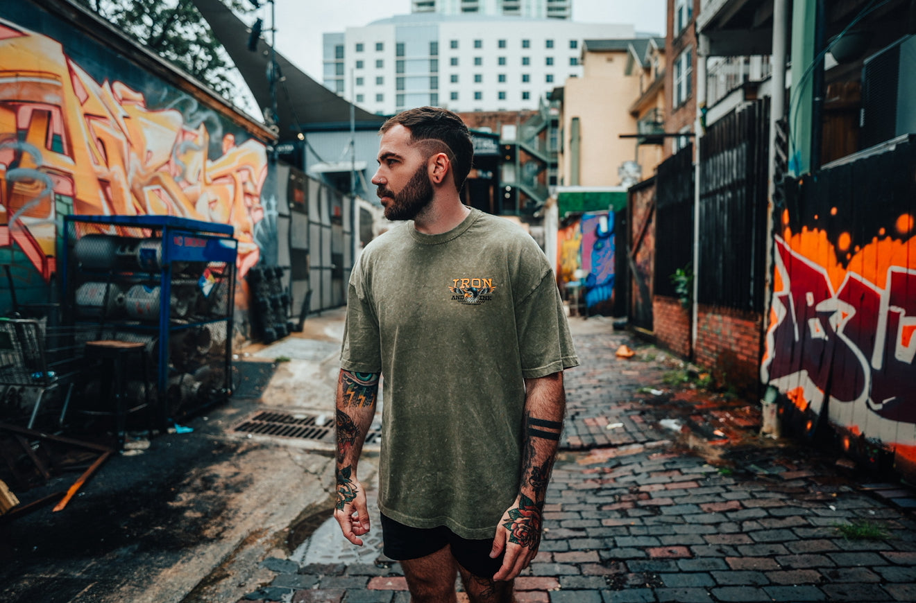 "New" moto eagle shirt- acid wash green oversized